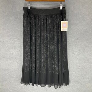 LuLaRoe Skirt Womens XL‎ Black Floral Chiffon Boho Flowy Whimsigoth